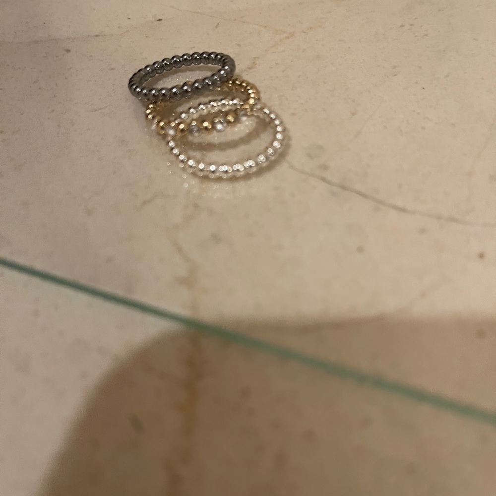 Macy's Gold and Silver Stacking Rings with Beaded Texture